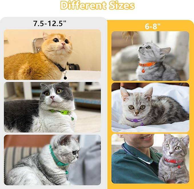 Taglory Kitten Collar Breakaway with Bell, 2 Pack Girl Boy Pet Kitten Collar Adjustable 6-8 Inch for 2-6 Months Cat, NavyBlue