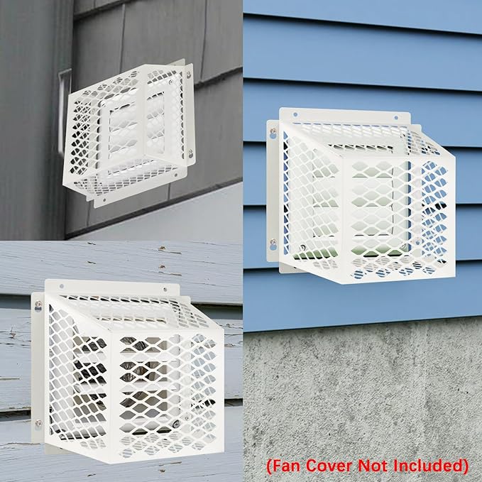 Dryer Vent Bird Guard,Dryer Vent Cover Guard for Most 5" to 6" Bathroom Exhaust Fan Ventilation Cover,8.5"Lx8.5"Wx6"H Steel Ventilation Bird Cage for Exhaust Fan Cover,White