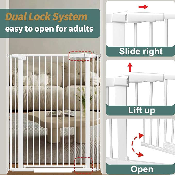 40.55" Tall, 30.11-34.05 Inch Wide, 1.37" Ultra Narrow Spacing Dog Pet Baby Gate Indoor for Doorway Hallway, Pressure Mounted 31 32 33 34 Inches Wide
