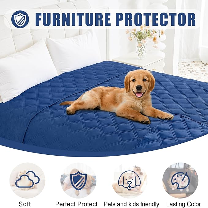 Smiry Waterproof Dog Bed Cover Blanket 40x70, Soft Reversible Pet Blanket, Washable Leakproof Cats Dogs Couch Cover for Sofa, Couch, Furniture, Navy/Navy