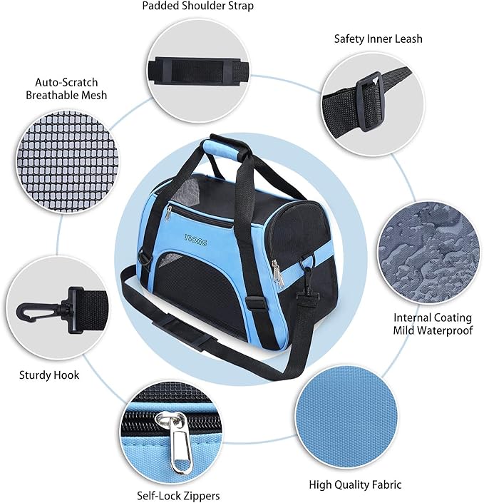 YLONG Airline Approved Pet Carrier,Soft-Sided Pet Travel Carrier for Cats Dogs Puppy Comfort Portable Foldable Pet Bag