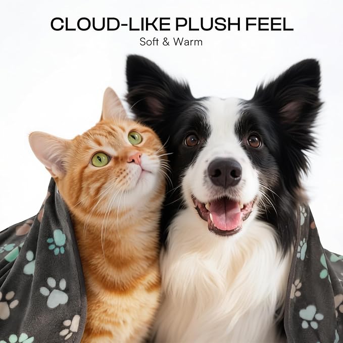 Luciphia 1 Pack 6 Dog Blankets Cat Soft Fluffy Fleece Pet Blanket Warm Cute Print Design Puppy Kitten Doggy Paw Small(23"x16")