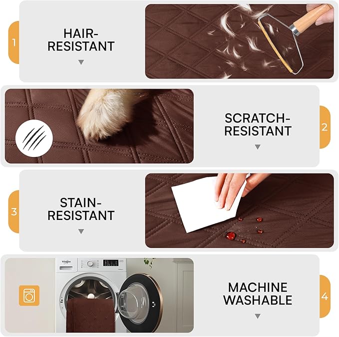 Luciphia 100% Waterproof Couch Cover Blanket for Dogs Anti-Slip Pet Couch Protector Sofa Mat Puppy Cat Blanket with Non-Slip Bottom, Coffee Brown, 52x82 Inch