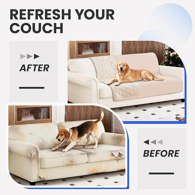Waterproof Couch Covers for Pets, Waterproof Dog Bed Cover, Anti-Slip Soft Dog Blankets, Couch Cover for Dogs Washable, Pet Blanket for Puppy Large Dogs Cat (82x120 Inch, Beige)