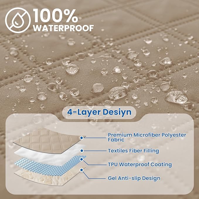 Waterproof Couch Covers for Pets, Waterproof Dog Bed Cover, Anti-Slip Soft Dog Blankets, Couch Cover for Dogs Washable, Pet Blanket for Puppy Large Dogs Cat (68x82 Inch, Khaki)