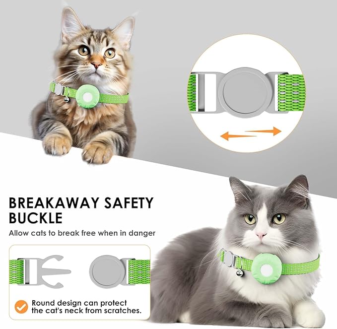 Cat Tracker, Lightweight Pet Tracker for Cats, Cat GPS Tracker Compatible with Apple Find My App(Only iOS), Real-Time Tracking, No Monthly Fee