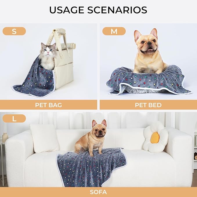 Luciphia 1 Pack 3 Blankets Super Soft Cute Dot Pattern Pet Blanket Flannel Throw for Dog Puppy Cat Large(41x31), Blue