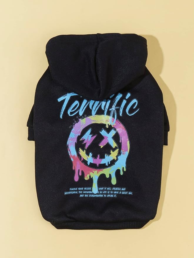 QWINEE Dog Hoodie Shirt Sweatshirt - Stylish Clothes for Cat Kitten Puppy Small Medium Large Dogs - Black X-Large