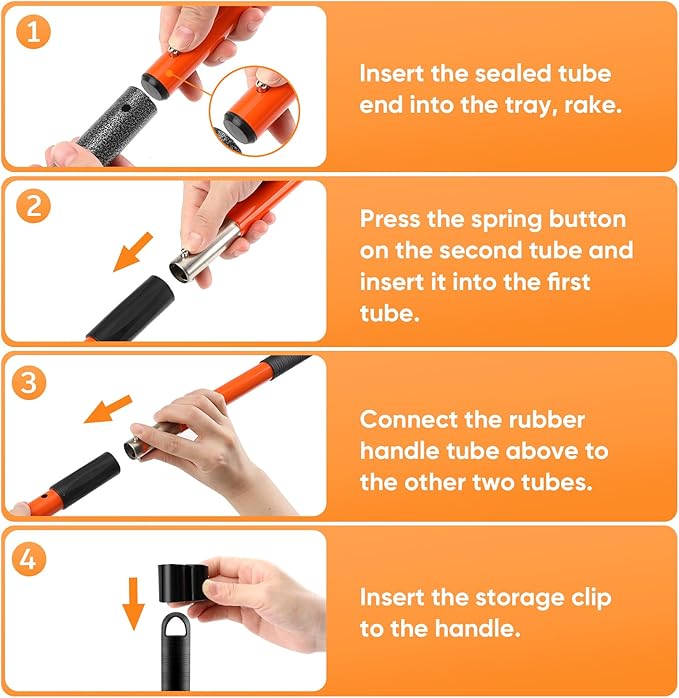 Pooper Scooper, Detachable Long Handle Dog Pooper Scoopers with Heavy Duty Metal Rake and Tray, Durable Pooper Scooper for Large Dogs, Great for Lawn, Grass, Dirt, Gravel, Yard