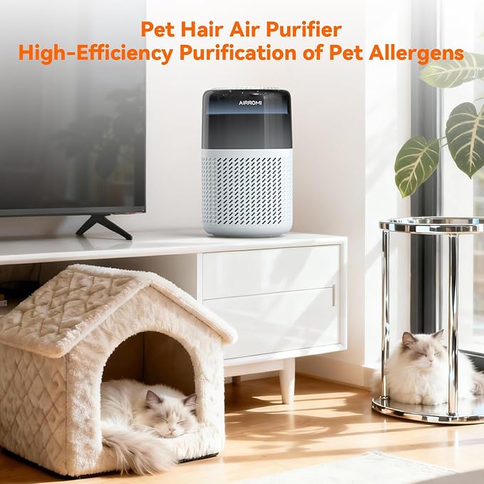 AIRROMI HEPA Air Purifier for Bedroom&Home,Pet Air Purifier for Home Pets,Removes Pet Odor,Cat Litter Smell,Dust,Smoke&Allergies,Quiet Room Air Purifier with Scents,360°Air Cleaner,A2005 Blue