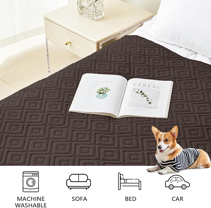 hyha Waterproof Dog Blanket, Soft Pet Bed Blankets, Waterproof Sofa Couch Cover for Dogs Washable, Reversible Pet Couch Covers for Sofa Furniture (30x90 Inch, Chocolate/Dark Grey)