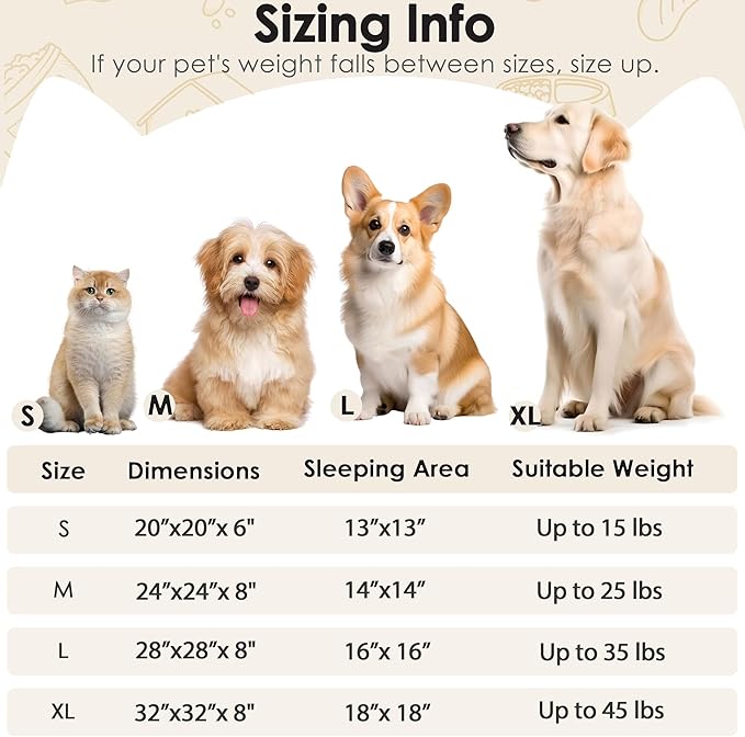 Dog Beds Large Sized Dog and Cats, 32in Pet Beds for Large Pet, Washable Indestructible Extra Large (Light Brown)