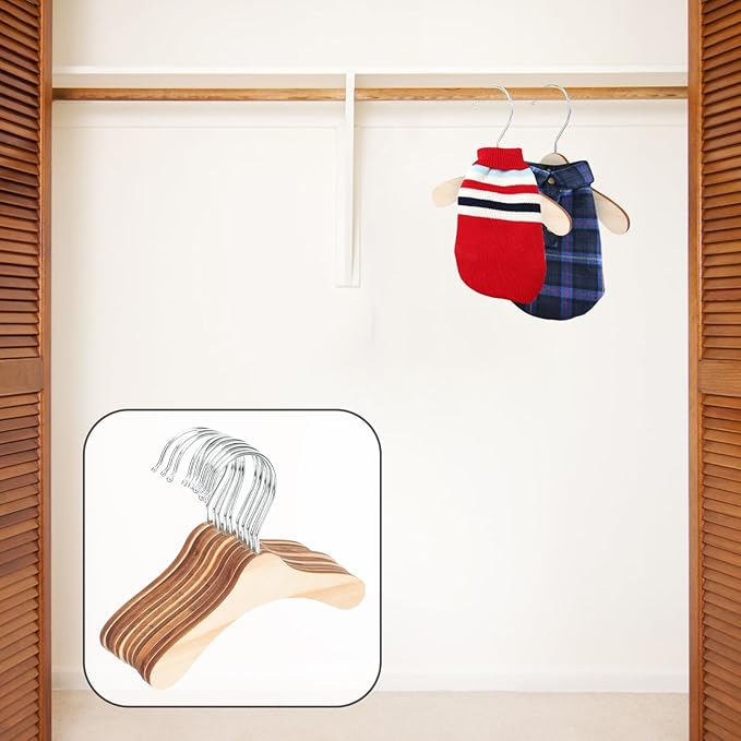 Wooden Dog Clothes Hangers 16cm Large Pet Clothes Hanger Sturdy Household Pet Accessory for Dog and Cat Clothing Storage