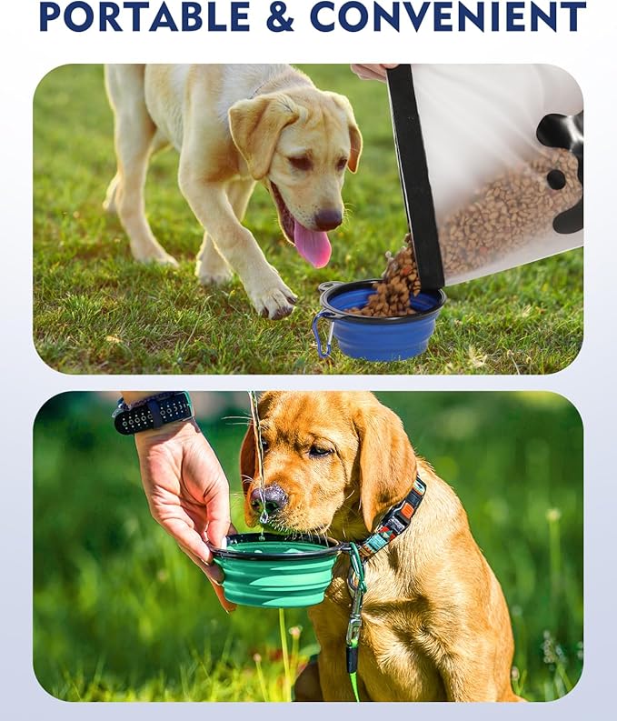 ANVS Silicone Pet Food Storage Bag,40-Cup Dog Food Travel Bag with 2PCS Collapsible Bowls, Perfect for Camping Trip, Dog Boarding, Weekend Getaways and Travel