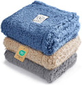 Luciphia 1 Pack 3 Calming Dog Blanket Fluffy Premium Fleece Pet Blankets Soft Sherpa Throw for Dogs Puppy Cat Grey/Beige/HazeBlue Small (23" x16")
