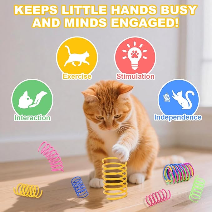 Interactive Cat Toys Ball for Indoor Cats＆Dogs,Automatic Cat Toy 360° Auto-Rotation Smart Obstacle Avoidance,Includes 4 Cat Spiral Spring,Cat Enrichment Toys for Indoor Cats (RedYellow)