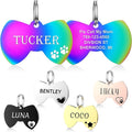 Dog Tags Engraved for Pets - YEHANTI Personalized Dog Tags with Lovely Icons, Durable Stainless Steel Pet ID Tags for Small Large Dogs Cats, Custom Dog Name Tags Engraved on Both Sides (Bow Tie)