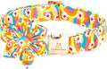 Lionheart glory Dog Collar with Flower, Sunflower Pattern Pet Collar Durable Cute Dog Flower Collars Summer Spring Female Pet Gift Adjustable Dog Collar for Large Dogs