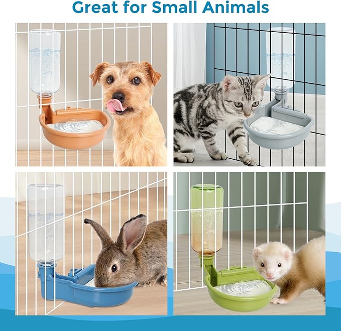 VANNON 16oz Pet Water Bottle, Gravity Dog Water Bowl Dispenser for Cage, Anti-Overflow Water Dispenser for Small Dogs, Cats, Rabbits and Other Small Animals, BPA Free, Gradient Blue
