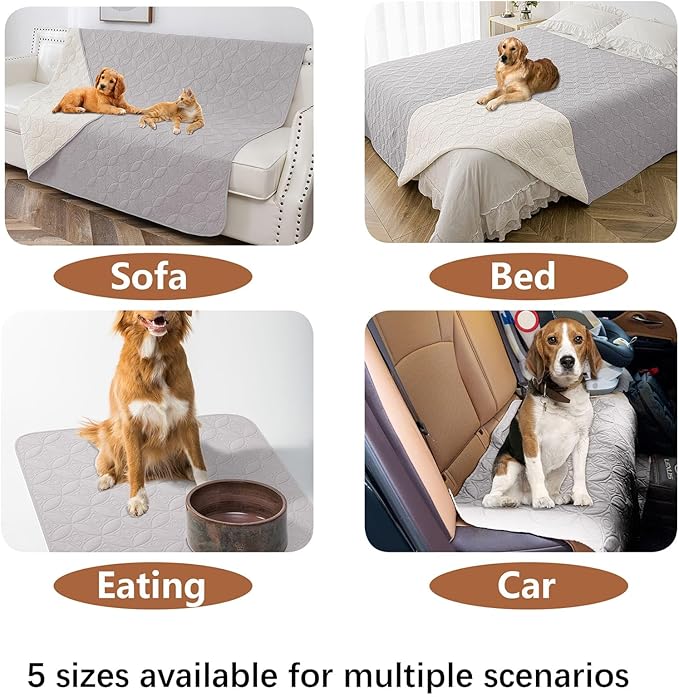 Waterproof Dog Blanket, 52x82 inches Pet Couch Covers for Sofa, Bed Furniture Protector from Dogs Washable and Reversible-Lightgrey+Cream