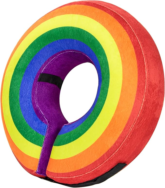 BENCMATE Inflatable Dog Cone Collar Alternative, Soft Dog Cone for Small Medium Large Dogs and Cats, Neck Recovery ECollar Donut Collar After Surgery (Large, Rainbow)