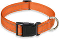 Reflective Dog Collar with Buckle Adjustable Safety Nylon Collars for Small Medium Large Dogs, Orange XL