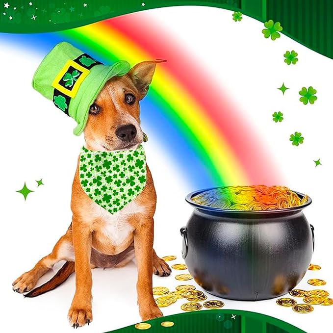 St. Patrick's Day Dog Bandana, 2 Pack Adjustable Holiday Party Pets Saint Patrick Day Bandana Triangle Bibs Lucky Dog Cat Scarf Set