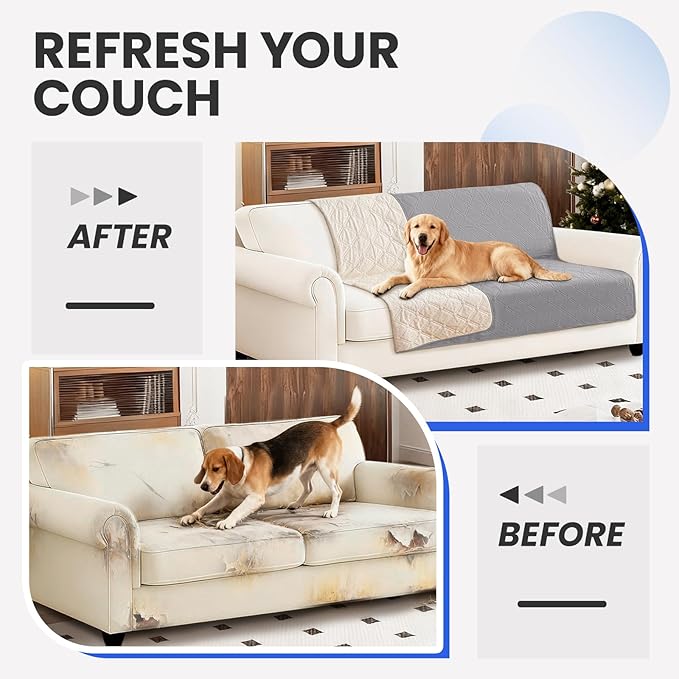 Waterproof Dog Bed Cover Pet Blanket, Soft Couch Cover for Dogs Washable, Non-Slip Dog Blanket Protect Furniture Couch Sofa Car for Puppy Large Dogs Cat (30x53 Inch, Light Grey)