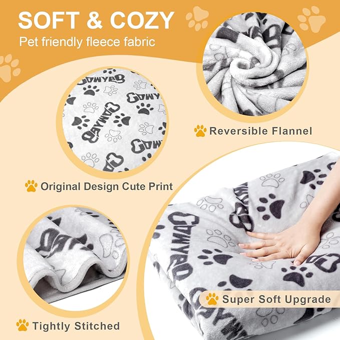 Dog Blanket, Premium Soft Dog Blanket Washable, 41x31inch Puppy Essentials Dog Product Cat Blankets Throw for Medium Small Dogs, Pet Dog Gifts, 2024 New Upgraded Doggy Blankets, Grey