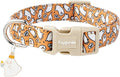 Faygarsle Halloween Ghost Pattern Dog Collar with Charm, Orange and White,for Small Medium Large Dogs S