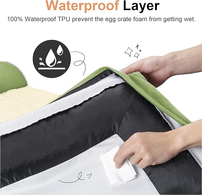 Large Dog Bed Orthopedic Washable: Beds Bolster XL Bed Medium Large Dogs Egg Crate Foam Couch Sofa Waterproof with Removable Cover - Grass Green
