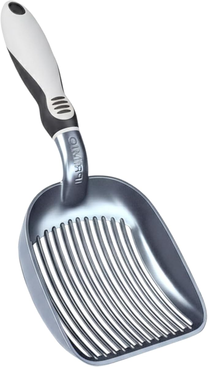 Sifter w/ Deep Shovel Cat Litter Scoop - Designed by Cat Owners - Durable Plastic Cat Litter Scooper for Litter Box - Solid Strong Handle. By iPrimio. Patented Kitty Litter Scoop