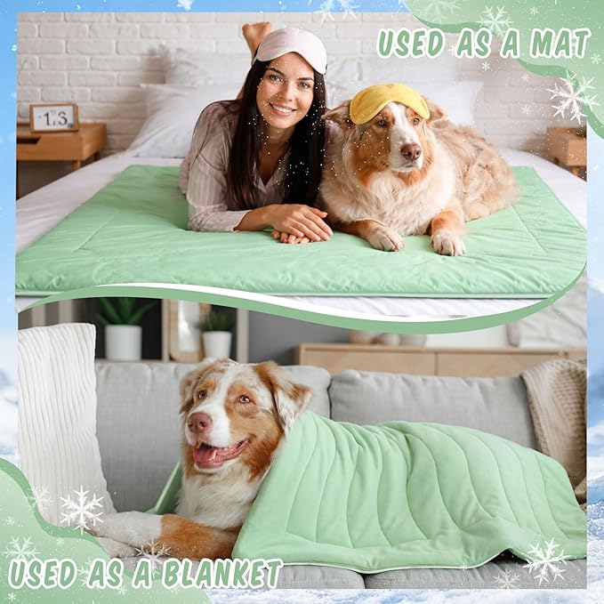 2 Pack Cooling Dog Blankets with Storage Bag Self Cooling Dog Blankets Washable Pet Cold Mats 39 x 47 Inch Portable Cat Pads for Summer Hot Weather Pet Puppies Supplies