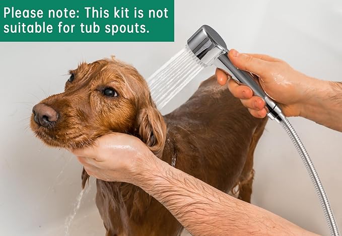 3 Mode Dog Shower Attachment, High Pressure Handheld Sprayer with ON/OFF Switch, Metal Shower Diverter, 118 Inches Stainless Steel Hose, No Drill Hook, for Indoor and Outdoor Pet Bathing and Washing