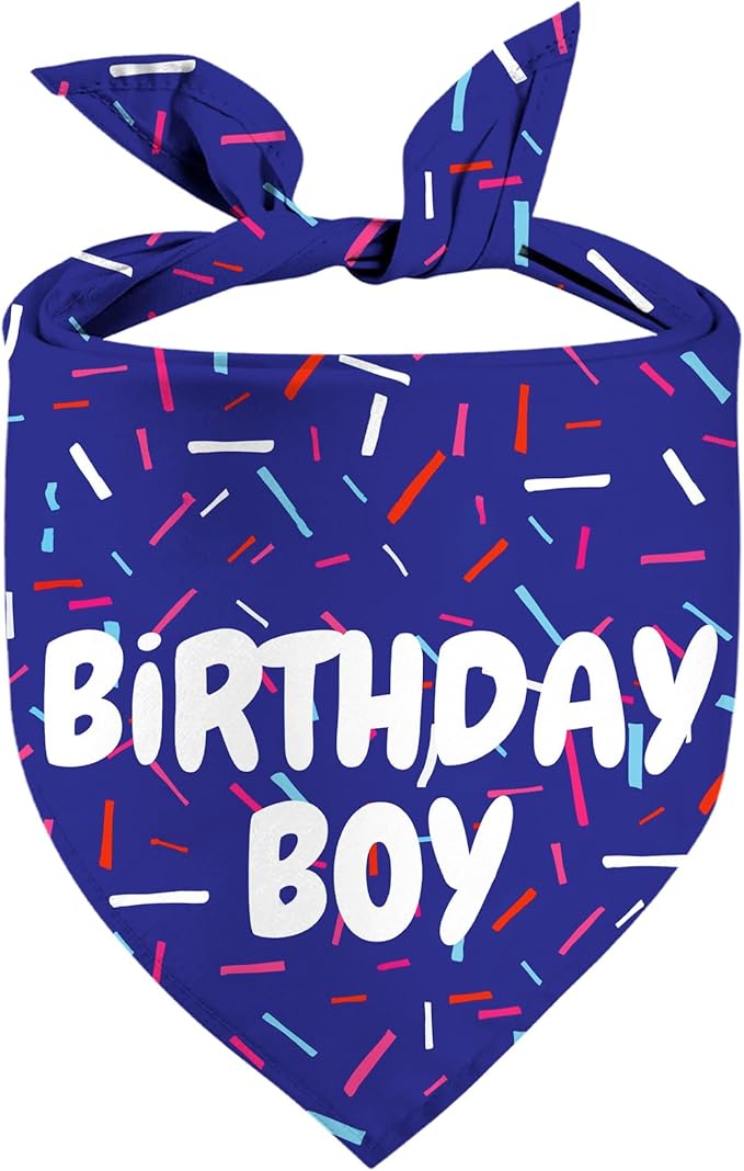 Birthday Boy Dog Bandanas 1 Pack, Blue Birthday Dog Scarfs for Boys, Pet Scarves for Boy HBD Bandanas for Small Medium Large Dogs (Birthday Boy, Small)