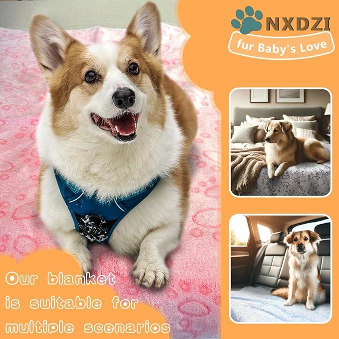 Dog Blankets for Medium Large Dogs, 3 Pack Washable 41" x 31", Fuzzy Soft Puppy Throw Cover for Kennel Crate Bed, Pet Blankets