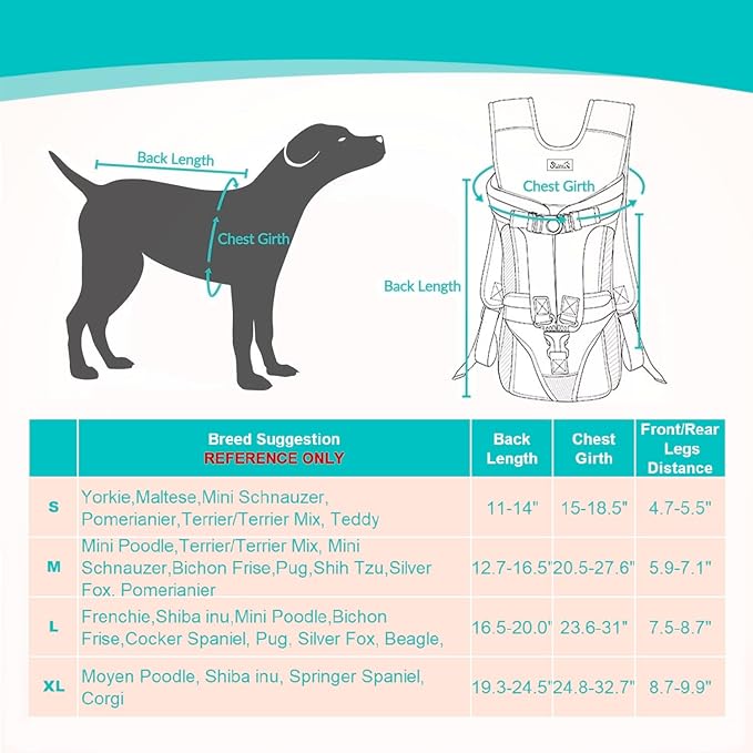 Dog Carrier Backpacks, Adjustable Dog Backpack Carrier, Legs Out Easy-fit Dog Chest Carrier for Medium Small Dogs, Hands Free Dog Front Carrier for Hiking, Cycling（Black XL）