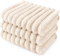 LINENLUX 1 Pack 3 Soft Fleece Dog Blanket for Pet Washable Warm Cat Puppy Fluffy Calming Flannel Beige Medium