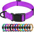 TagME Reflective Nylon Dog Collars, Adjustable Classic Pet Collar with Quick Release Buckle for Large Dogs, Purple, 1.0" Width