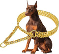 Gold 18K Gold Dog Chain Collar - Stainless Steel, Adjustable, Chew Proof, Cuban Link, Double Row, Walking Collar for Large, Small, Medium Dogs