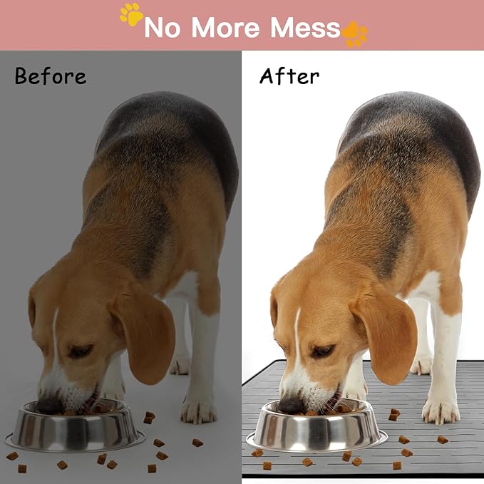 Largest Dog Food Mat, 48"x32" Silicone Dog and Cat Mat for Food and Water Bowls, Thinken Waterproof Non-Slip XXXL Pet Feeding Mat for Floors (Dark Gray)