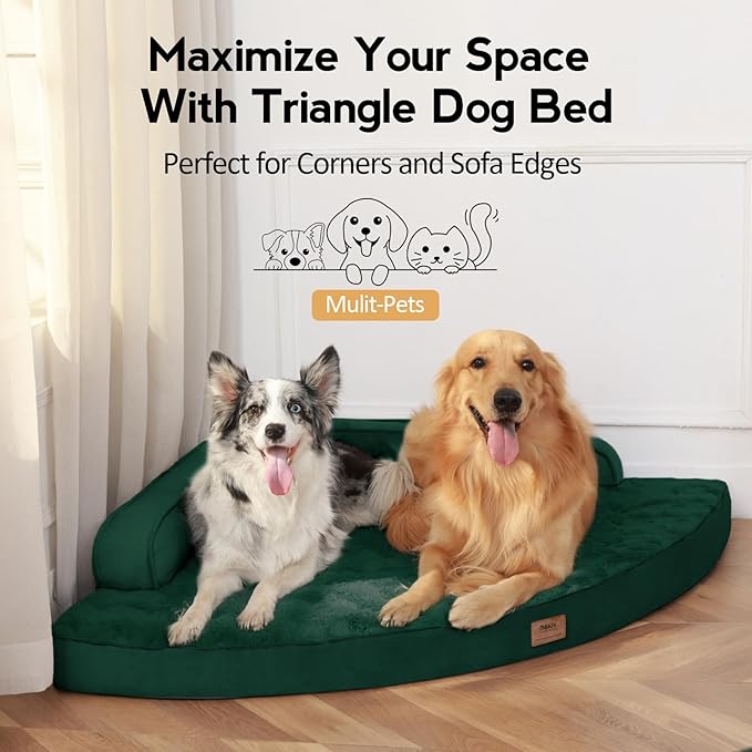 Large Orthopedic Dog Bed with Sides XXL Dog Beds with Removable Washable Cover Non-Slip Waterproof Pet Bed for Extra Large Dogs - Dark Green XXL
