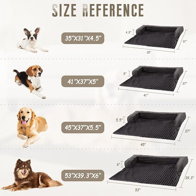 WINDRACING Luxury Dog Couch Bed, Washable Calming Dog Couch Cover, Couch Protector for Dogs, Waterproof Sofa Bed, Pet Bed Mats for Sofa, Pet Sofa Covers Grey(2XL 53x39.3x6 inch)