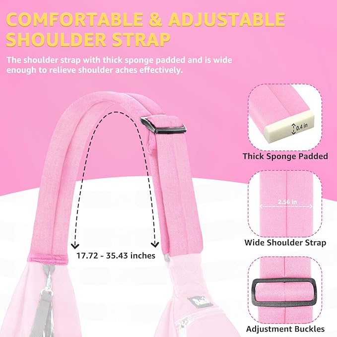 SlowTon Dog Carrier Sling - Thick Padded Shoulder Strap Adjustable Dog Carriers for Small Dogs, Puppy Carrier Purse for Pet Cat with Front Zipper Pocket Safety Belt Machine Washable (PI, S)
