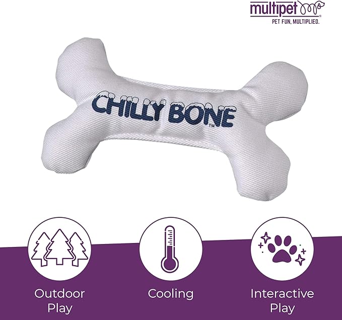 Multipet Chilly Bone Dog Toy - Vanilla-Scented Canvas Freezable Teething Toys - Frozen Toy for Chewing & Playing - Freezable Dog Toys (1 Count, 5.5”)