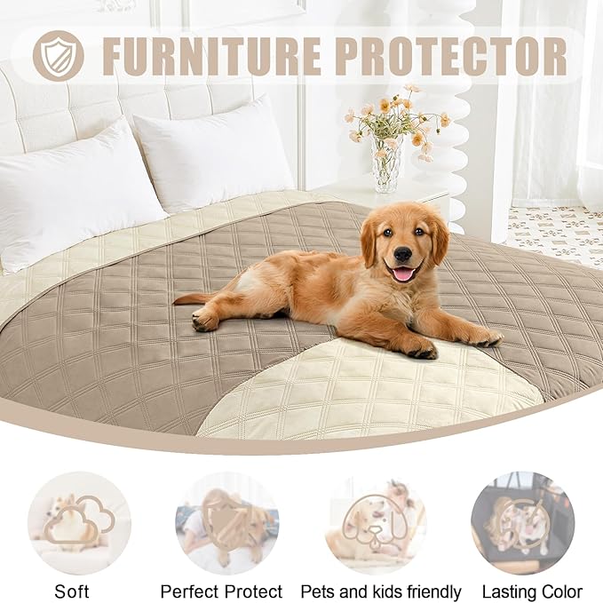 Smiry Waterproof Dog Bed Cover Blanket 40x80, Soft Reversible Pet Blanket, Washable Leakproof Cats Dogs Couch Cover for Sofa, Couch, Furniture, Taupe/Beige