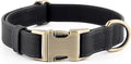Plutus Pet Genuine Leather Dog Collar – Adjustable Pet Collar with Quick Release Metal Buckle, Soft Real Leather for Small Medium Large Dogs, Heavy Duty & Skin-Friendly (Black, S)