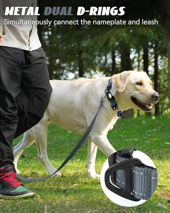 Joytale Airtag Dog Collar, Reflective Pet Collar with Waterproof AirTag Holder, Dual D-Rings, Soft Padded Adjustable for Extra Small and Puppy Dogs, Gray, XS