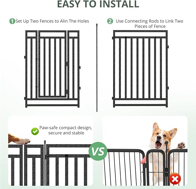 Dog Playpen Dog Fence Outdoor for Yard 47" H with 40 Panels Sturdy Portable Puppy Playpen for Indoor Outdoor RV Camping Use - Black Silver