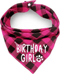 Birthday Plaid Dog Bandana with Button, Fall Dual Layer Scarf Soft Cotton Triangle Bib Girls and Boys Kerchief Adjustable Accessories for Small Medium Large Extra Large Dog Puppy Pet Cat